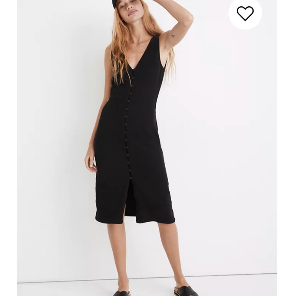 Madewell Organic Cotton Ribbed Button-Down Tank Midi Dress (xxs)